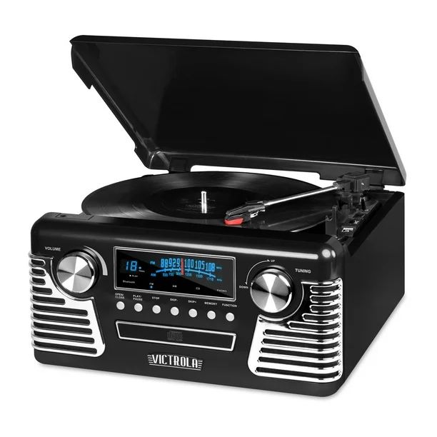 Victrola Retro Record Player with Bluetooth and 3-Speed Turntable, Black - Walmart.com | Walmart (US)