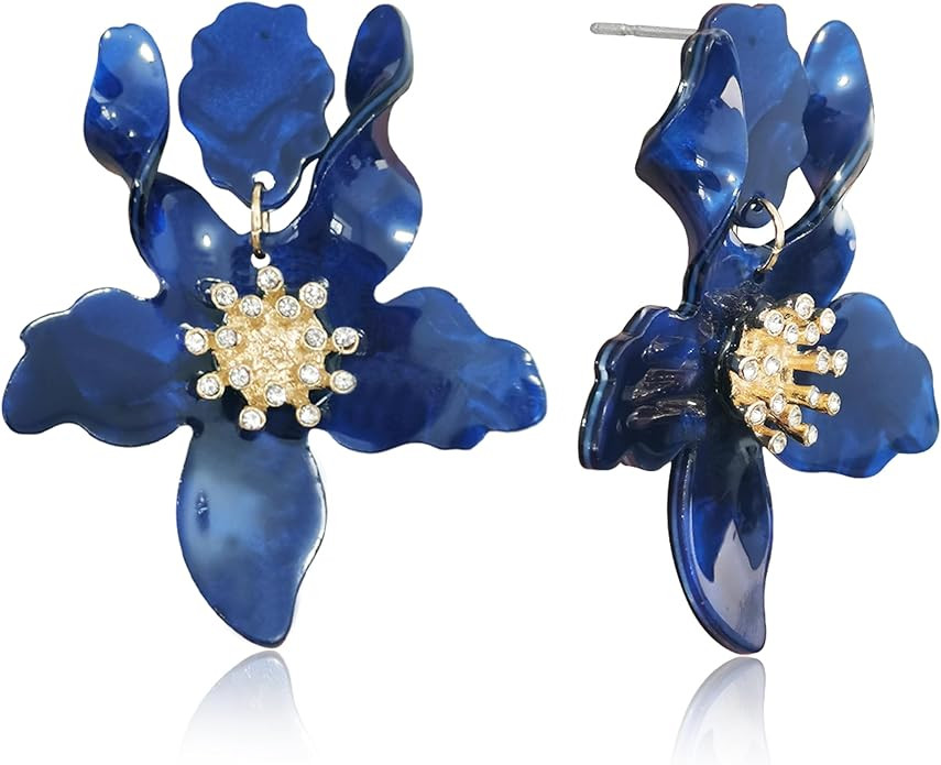 ANDPAI Unique Bohemian Oversized Acrylic Resin Flower Dangle Drop Earrings Retro Large Hawaii Flo... | Amazon (US)