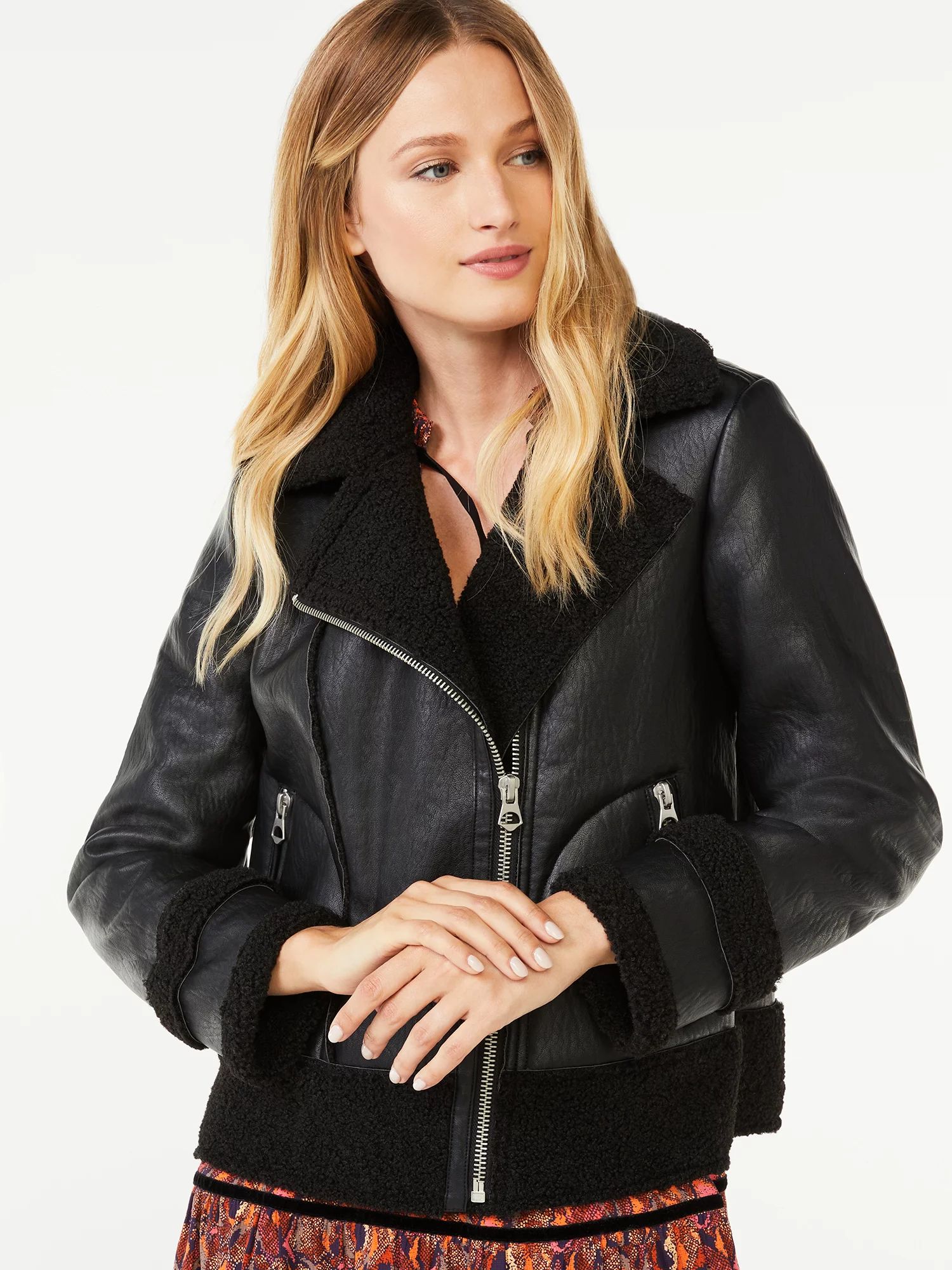 Scoop Women’s Faux Leather Moto Jacket | Walmart (US)
