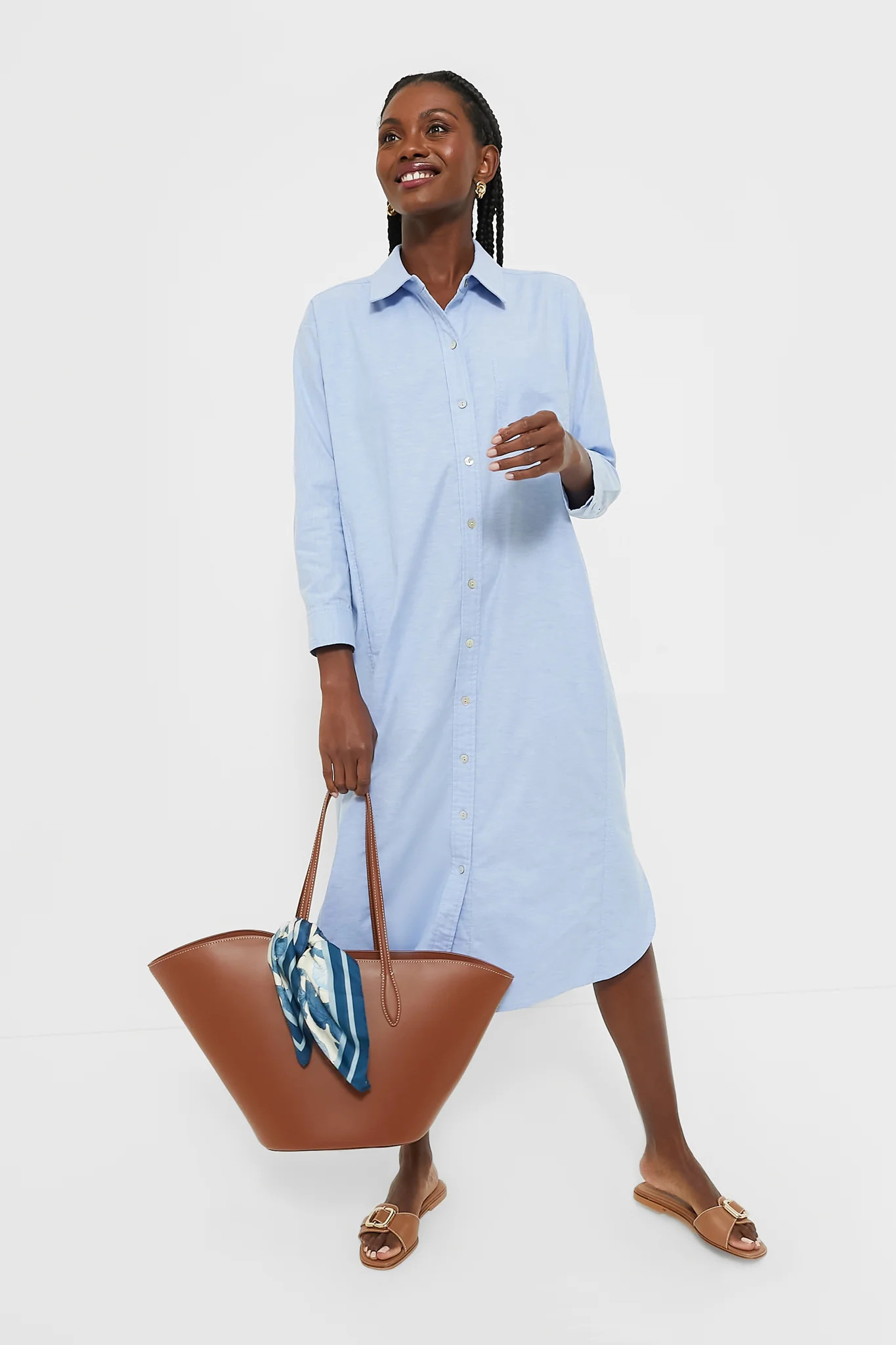Blue Lightweight Oxford Aria Dress | Tuckernuck (US)
