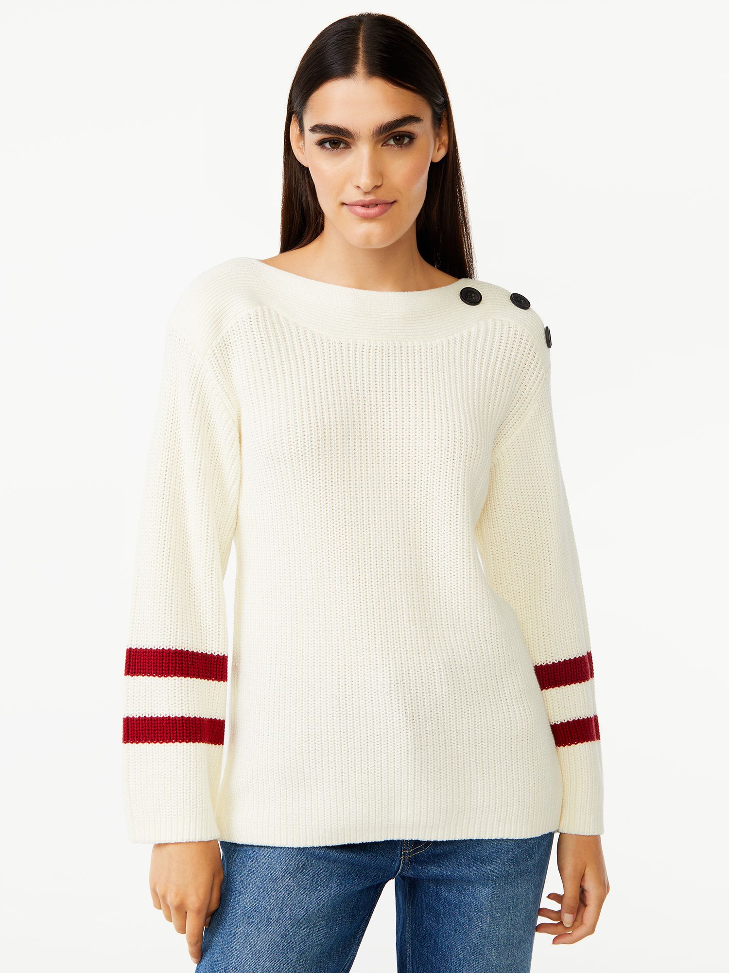 Free Assembly Women’s Button Shoulder Sweater - Walmart.com | Walmart (US)