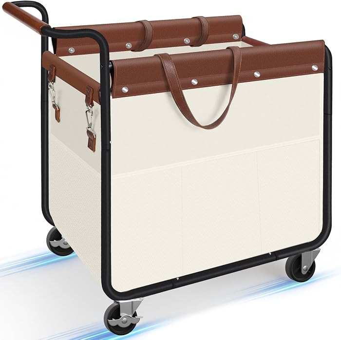 Kayfia 180L Rolling Laundry Hamper, Laundry Basket with Wheels, Beige | Amazon (US)