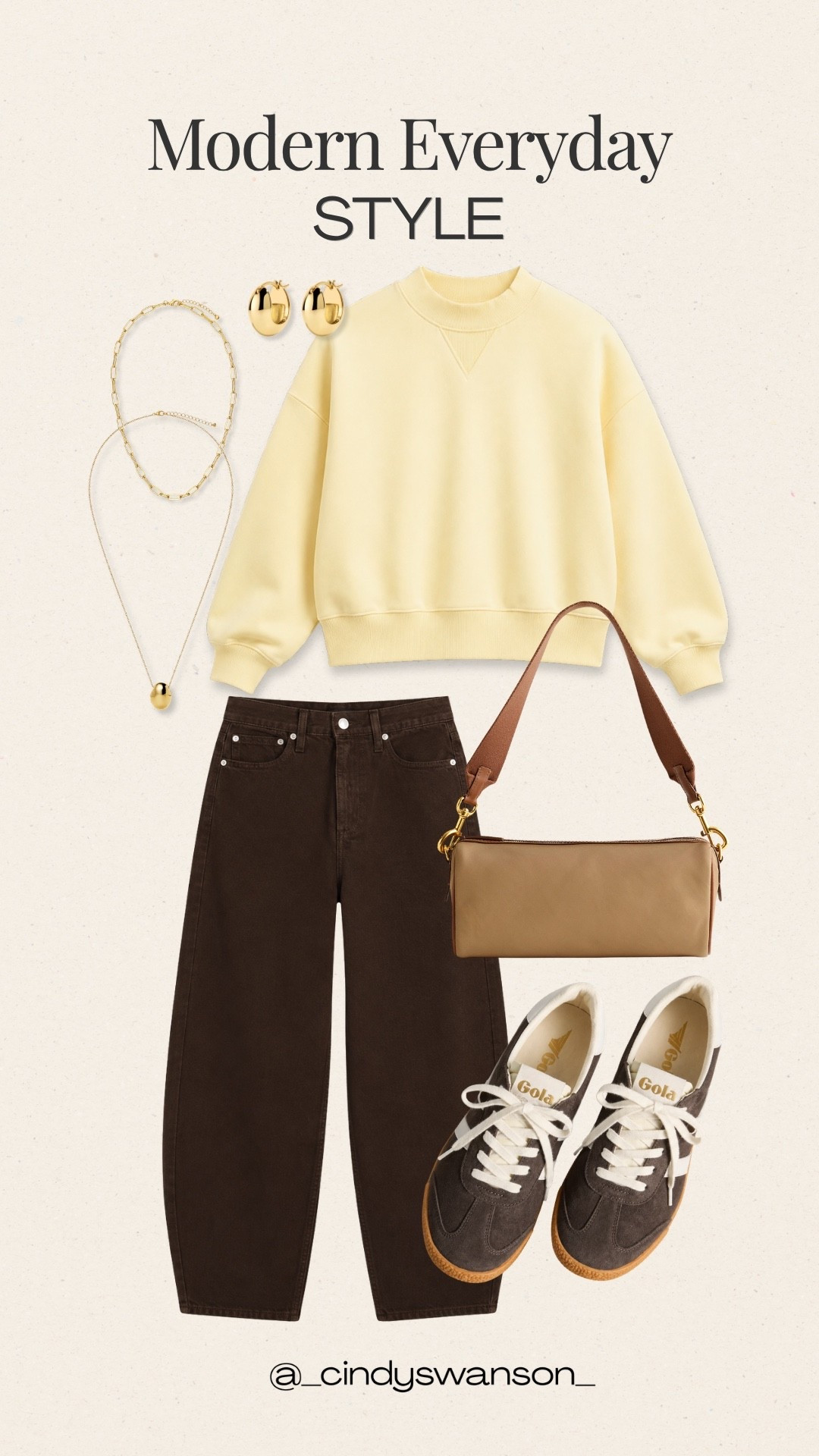 This butter-yellow sweatshirt and dark brown denim make such an easy everyday pairing. I love the contrast with the classic Gola sneakers and warm neutral shoulder bag, it’s comfortable, current, and still feels very wearable and timeless.

💡 LTK MADE EASY
❤️ Heart = Support my posts!
🔖 Save = Get sale & restock alerts
📋 Lists = Keep favorites organized
📲 Share = Send lists and products to a friend. Hello, Christmas List!
💬 Comment = Ask me anything about what I’m wearing.:-)

#LTKootd #LTKSeasonal #LTKOver40