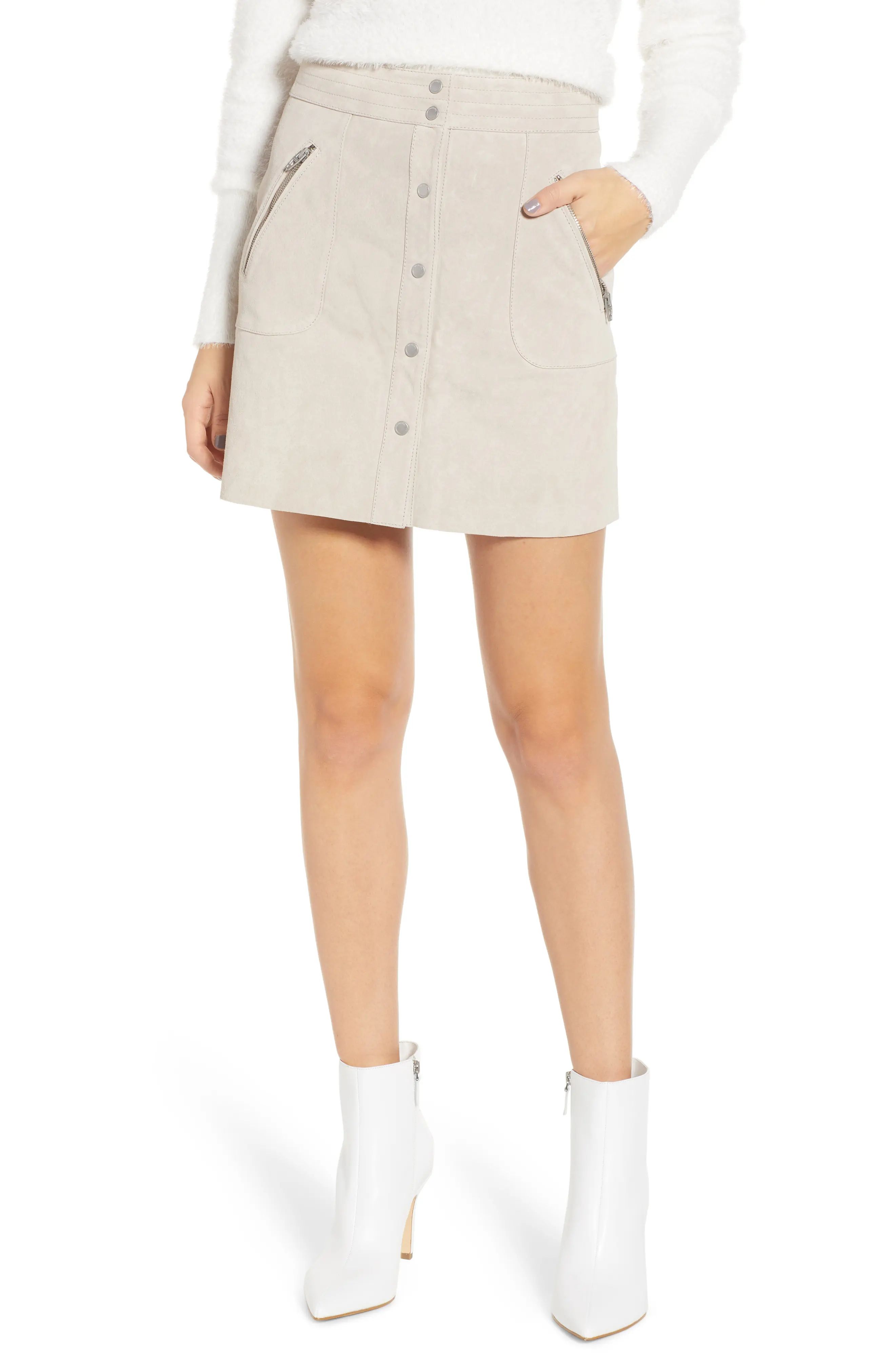 Snap Front Suede Miniskirt | Nordstrom