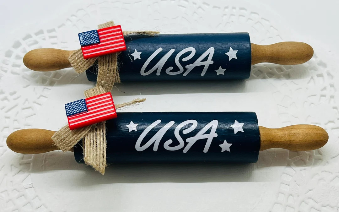 USA Mini Rolling Pin. Tiered Tray Decor. Shelf Sitter. Kitchen Decor. Farmhouse Decor. - Etsy | Etsy (US)
