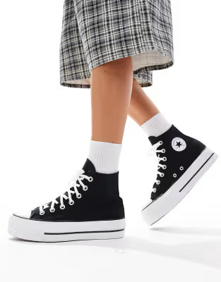 Converse Chuck Taylor All Star Hi Lift Wide Fit trainers in black | ASOS (Global)