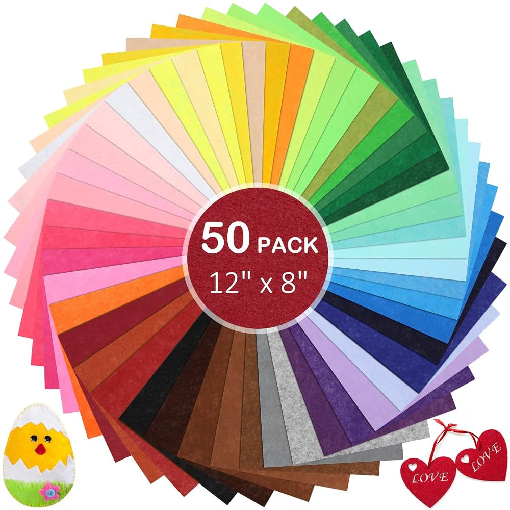 Thin Felt Fabric Sheets, Assorted Colors Stiff Felt Sheets for Crafts DIY Patchwork Sewing Projec... | Amazon (US)