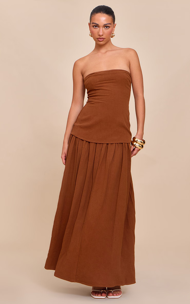 Chestnut Bandeau Long Line Maxi Dress | Pretty Little Thing (Australia & New Zealand)