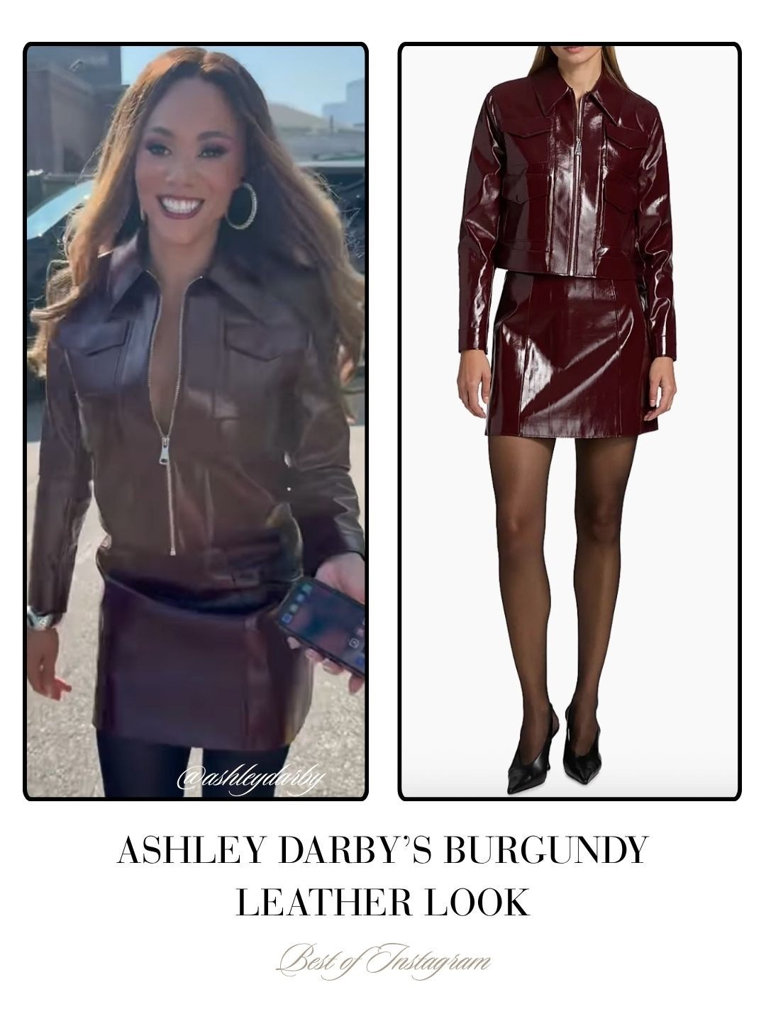 Ashley Darby’s Burgundy Leather Look 📸 = @ashleyboalchdarby