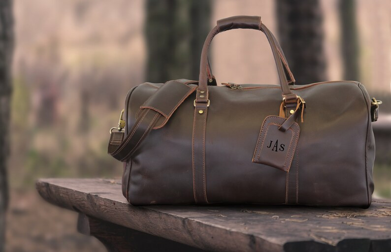 3rd Anniversary Leather Bag,Groomsmen Duffle Bag with Shoe Compartment,Personalized Large Weekend... | Etsy (US)