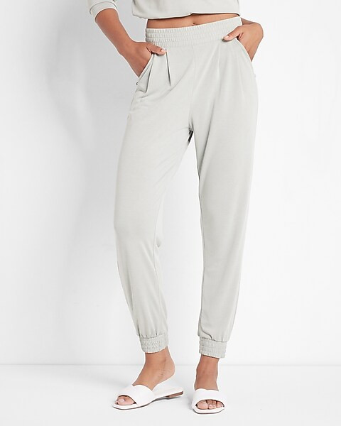 Super High Waisted Silky Sueded Jersey Joggers | Express