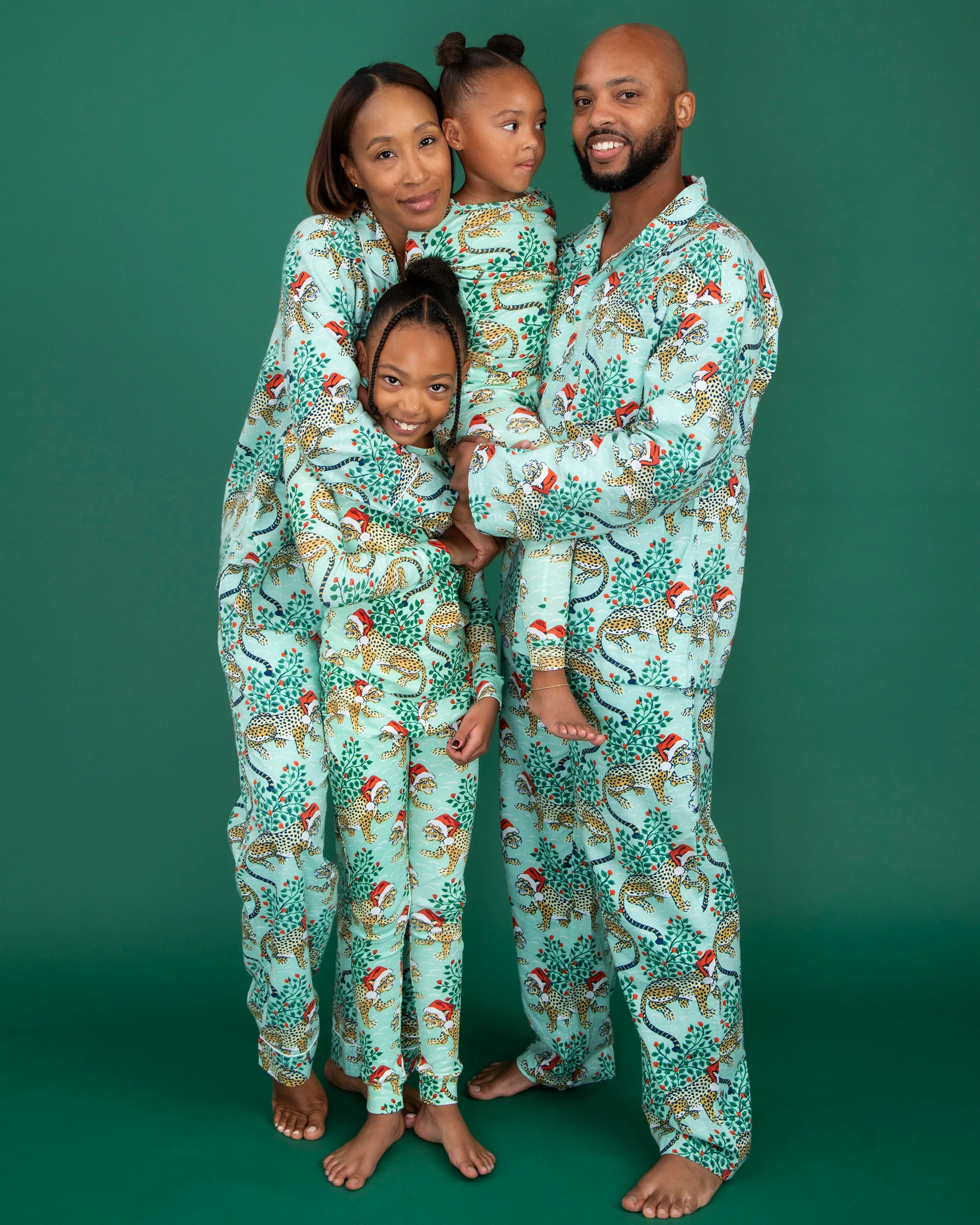 Holly Jolly Bagheera - Flannel Long Sleep Set - Frosted Mint | Printfresh