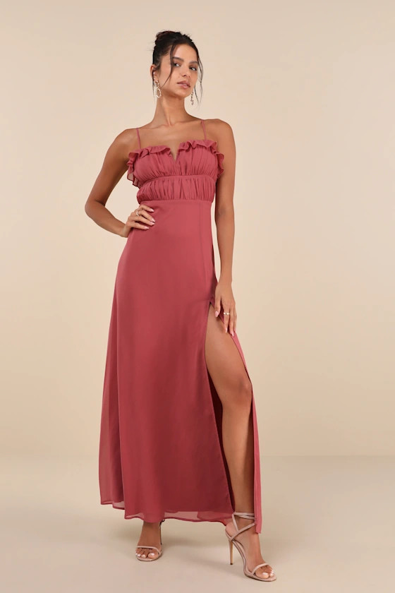 Exemplary Beauty Rusty Rose Sleeveless Tie-Back Maxi Dress | Lulus