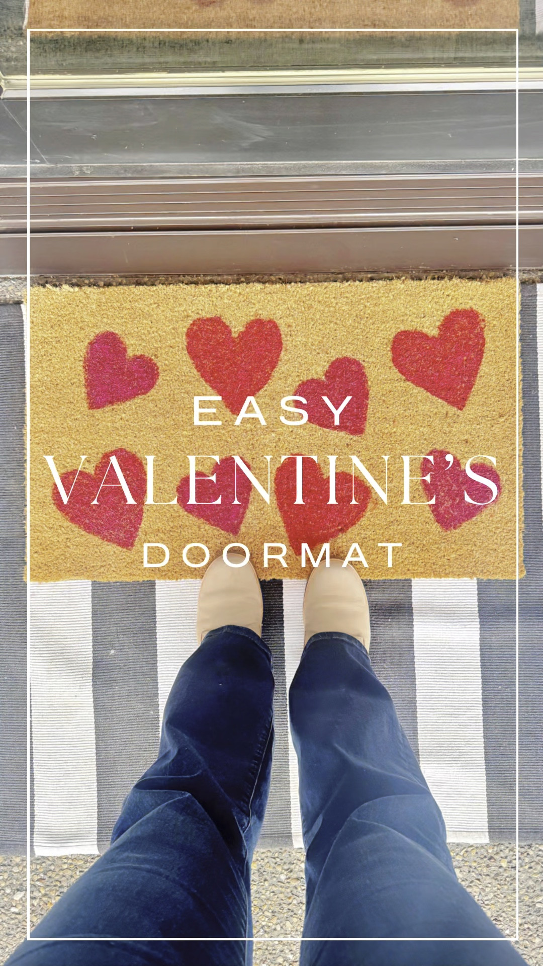 Make this DIY Valentine's Day doormat for under $10. 

Grab a blank doormat, some acrylic paint, a foam brush and a stencil to unleash your creativity. Personalize your mat with vibrant colors and patterns, making a unique entrance statement. Let your imagination run wild, and welcome guests with a touch of your artistic flair! 
Tips: 
-Wear gloves if you don't want to ruin your manicure 💅 Oops! 
-I cut my stencils using my #Cricuit but you could use cardboard too. 

DIY Valentine's Day doormat
Outdoor Valentine's decor
Handmade doormat
Heart-themed doormat
Custom decor
Personalized Valentine's 

#LTKGiftGuide #LTKhome #LTKSeasonal