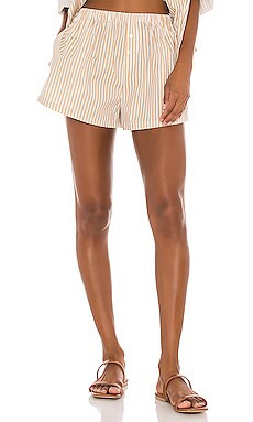 Boxer Short in Ivory & Brown Stripe | Revolve Clothing (Global)