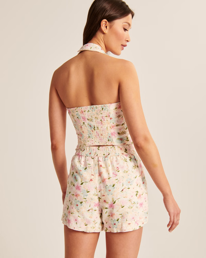 Wide Strap Halter Linen-Blend Set Top | Abercrombie & Fitch (US)