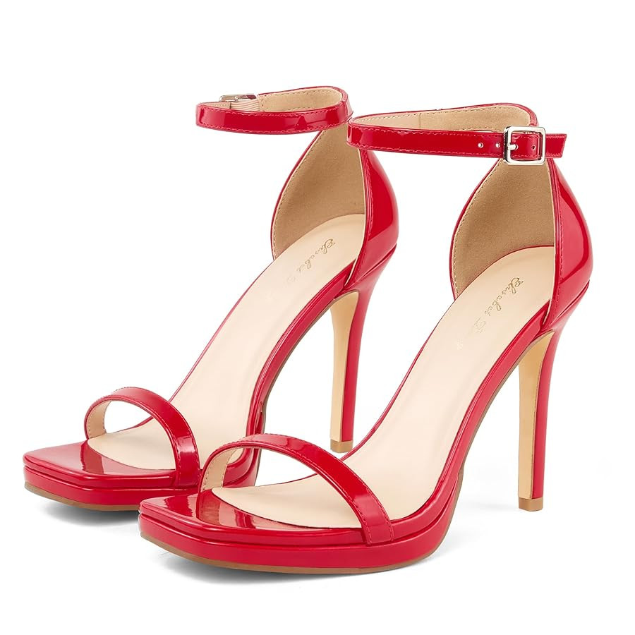 Elisabet Tang Women's 4.3 Inch Platform High Heeled Sandals Strappy Stiletto Open Square Toe Heel... | Amazon (US)