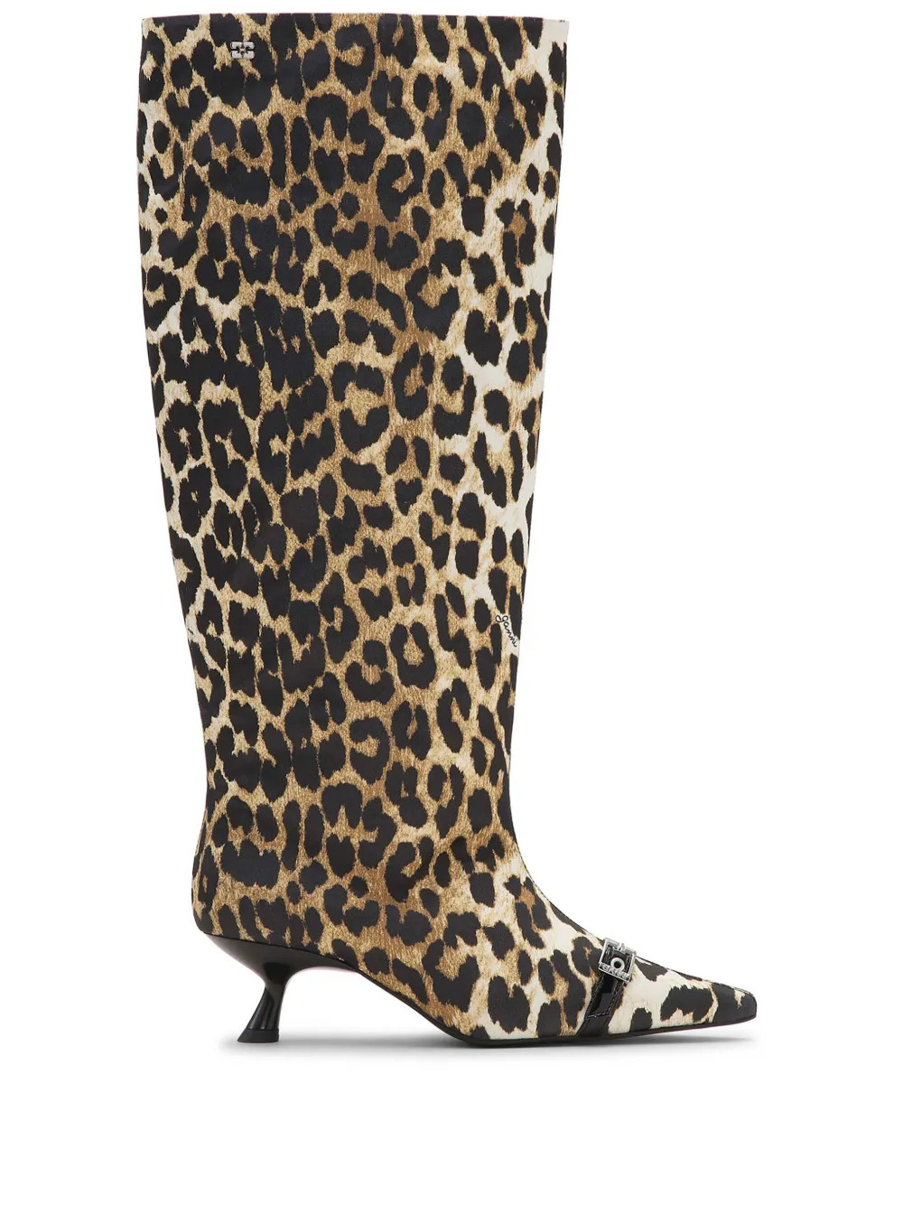 GANNI leopard-print Satin knee-length Boots | Brown | FARFETCH CA | Farfetch Global
