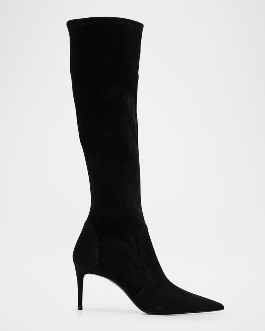 Stuart Power Suede Stiletto Knee Boots | Neiman Marcus