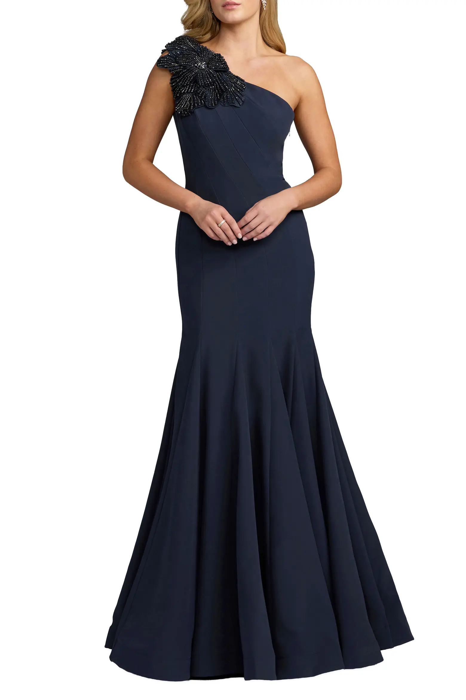 Mac Duggal Crepe One Shoulder Gown With Flower Detail (Women) | Nordstrom | Nordstrom