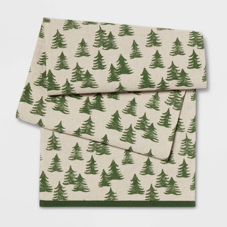 72" x 14" Cotton Stamped Trees Table Runner - Threshold™ | Target