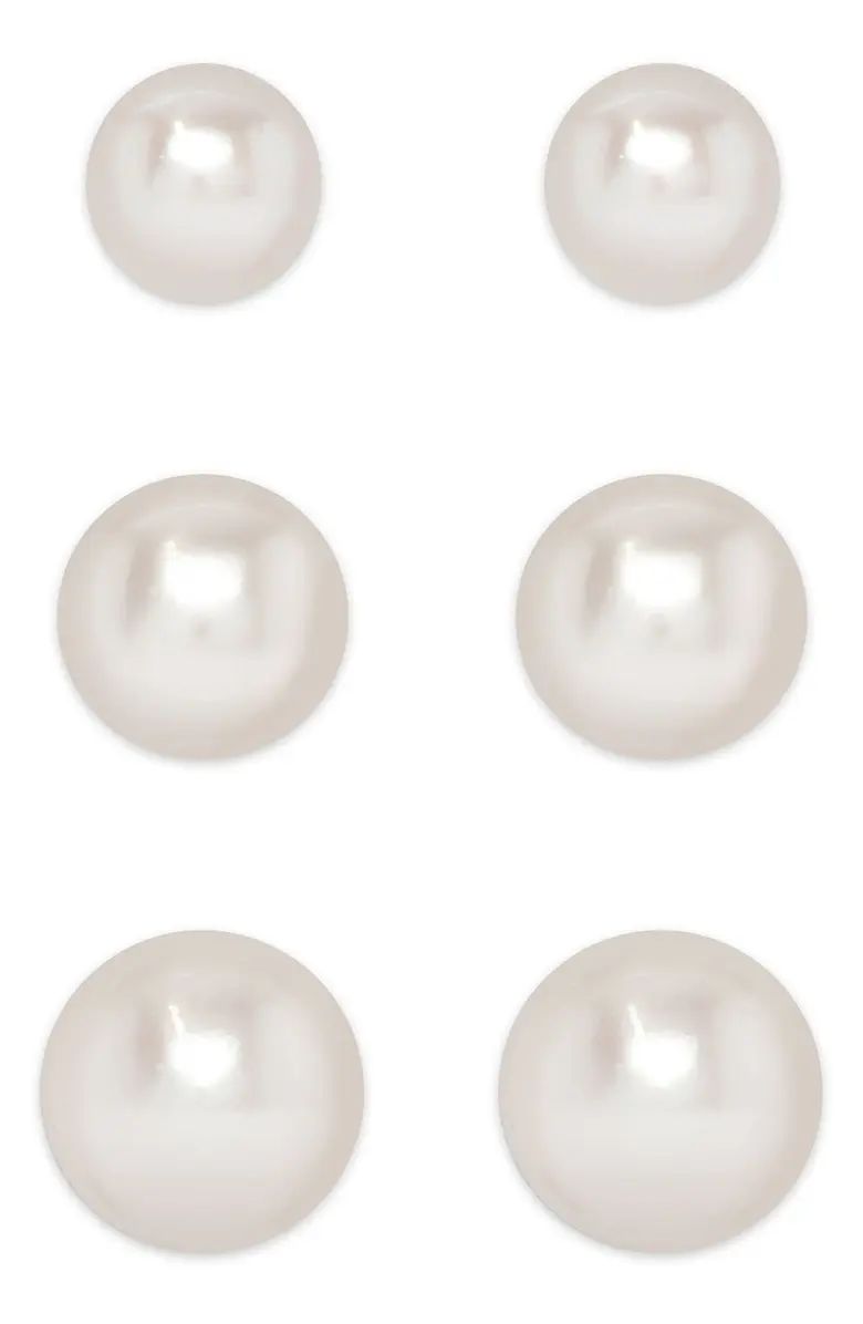 3-Pair Pearl Stud Earrings | Nordstrom