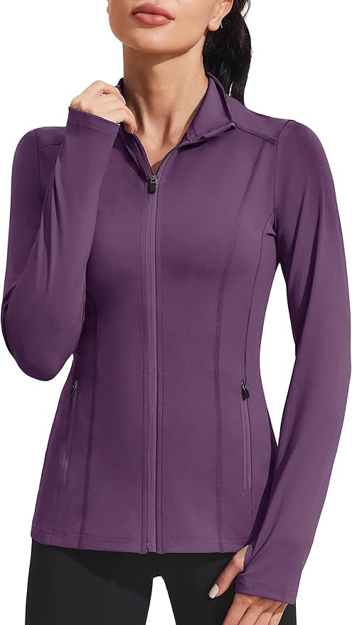 PINSPARK Women's Athletic Jackets Slim Fit Workout Jacket Full Zip Up Running Gym Yoga Sports Top... | Amazon (US)