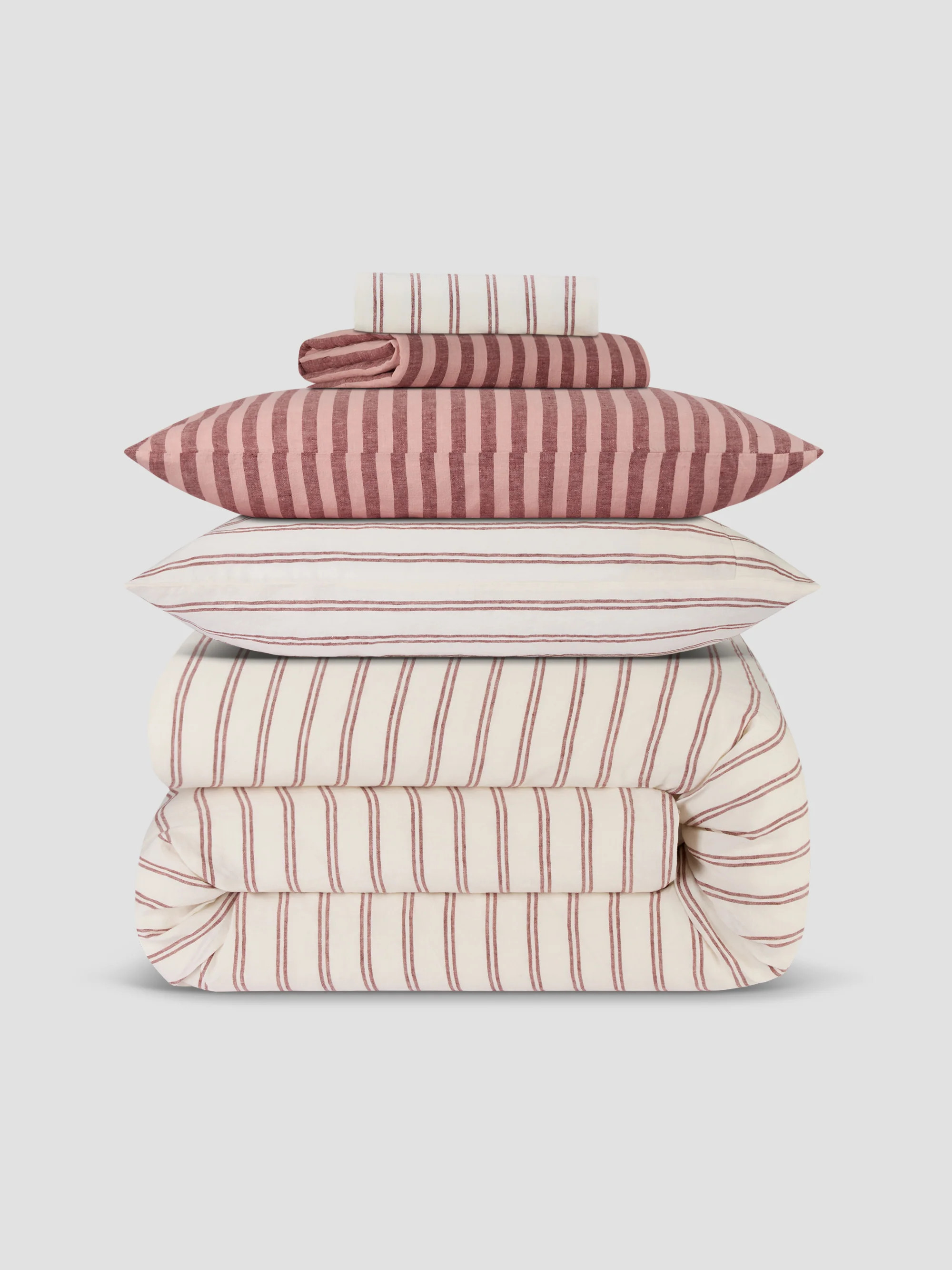 Rhubarb Rose & Kemptown Linen Blend Bedding Set | Piglet