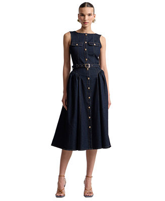 Women's Sleeveless Denim Midi Dress | Macy's