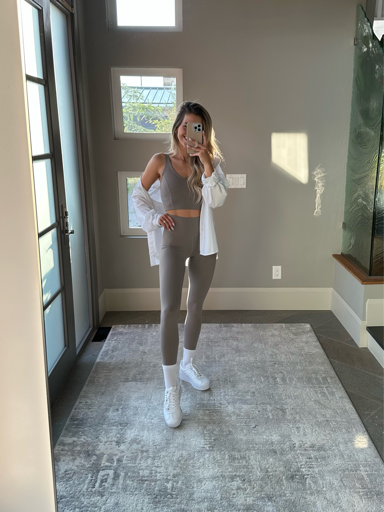 The studiosoft pieces are soooo soft and comfortable, all YPB pieces are 20% off right now too!! 🫶 

I’m wearing a small in both pieces and a medium in the oversized white shirt! Next time I would go for the tall length in the leggings! 😊

#LTKsalealert #LTKfit #LTKstyletip