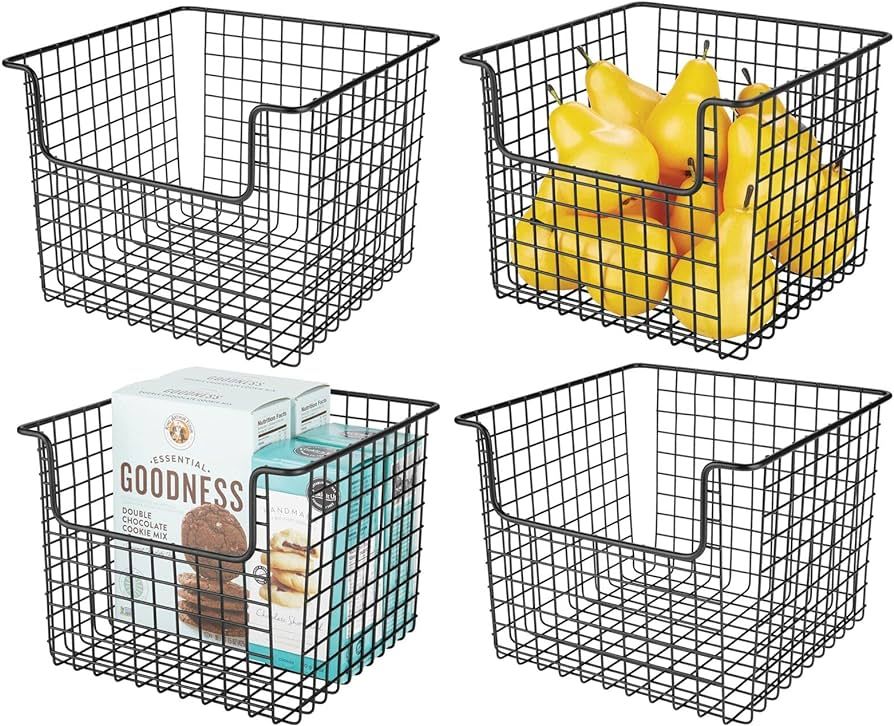 mDesign Metal Wire Food Storage Basket Organizer with Front Dip Opening for Organizing Kitchen Ca... | Amazon (US)