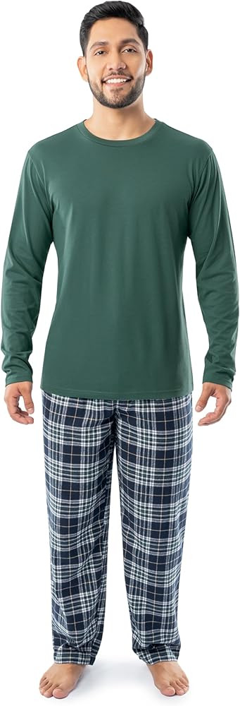 Fruit of the Loom Men's Jersey Knit Top and Flannel Pant Pajama Sleep Set | Amazon (US)
