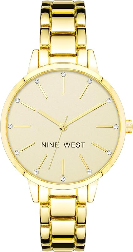 Nine West Women's Crystal Accented Bracelet Watch | Amazon (US)
