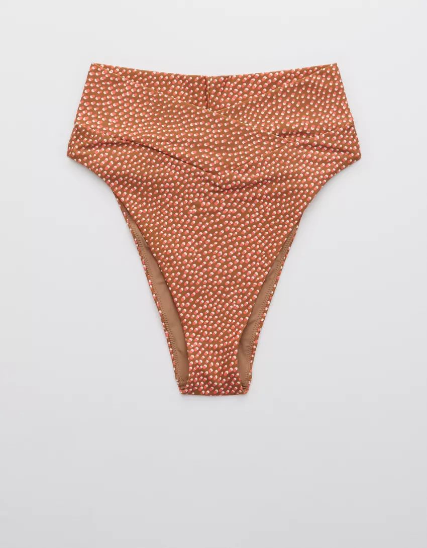 Aerie Printed Crossover High Cut Cheeky Bikini Bottom | American Eagle Outfitters (US & CA)