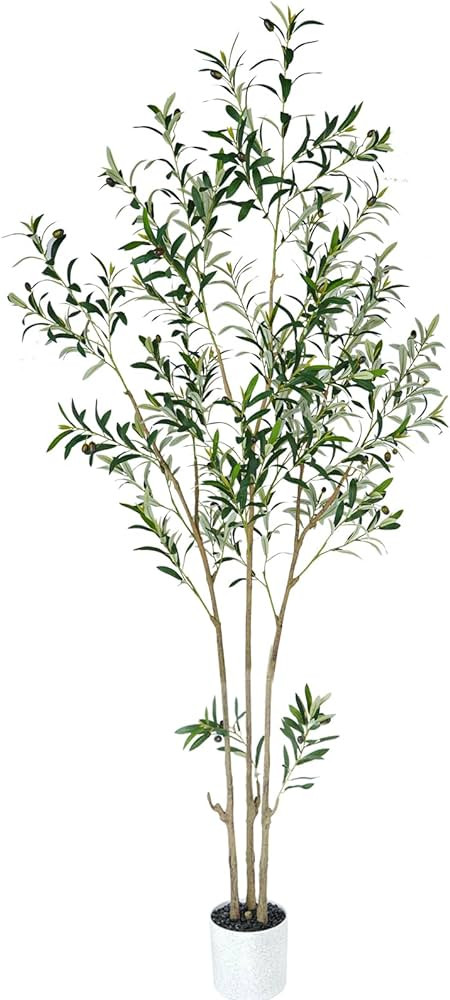 7 Feet (84'') Olive Tree Fluffy Artificial Plants Indoor for Home Corner, Faux Olive Tree for Mod... | Amazon (US)