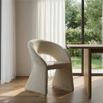 Luxury Upholstered Linen Blend Dining Chairs With Curved Back & Metal-accented Legs - Fully Assembled | Wayfair North America