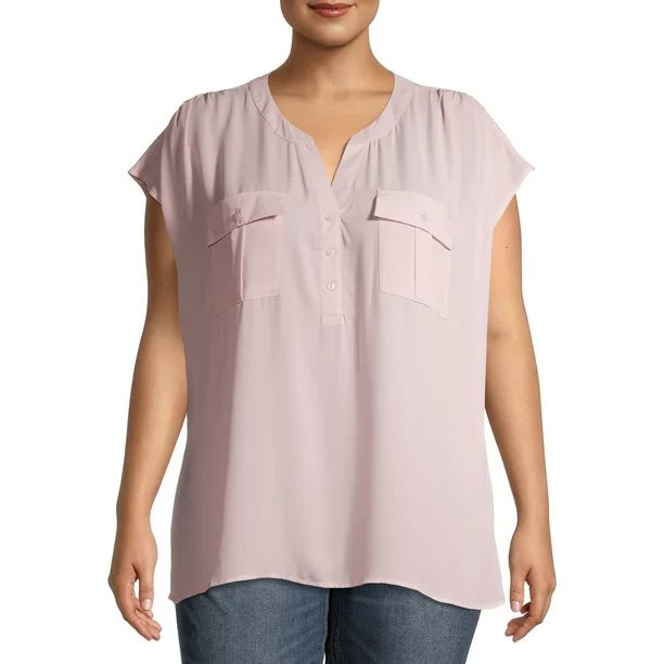 Terra & Sky Women's Plus Size Sleeveless Utility Shirt | Walmart (US)