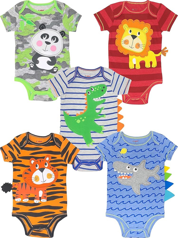 Funstuff Baby Boys Costume 5 Pack Short Sleeve Bodysuit Sports-Animal-Job Theme | Amazon (US)