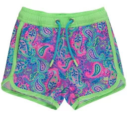 RuggedButts Boys UPF50+ Sun Protected Stretch Dolphin Hem Swim Trunks - Neon Paisley Pop, 6 | Target