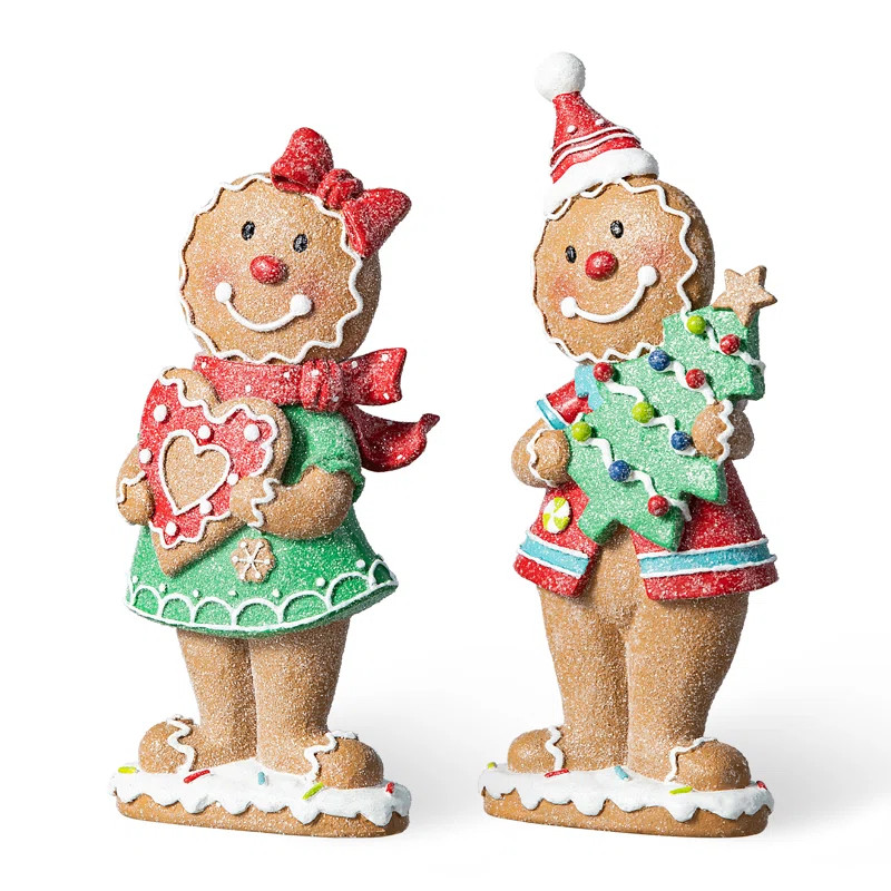 9.75"H Resin Christmas Gingerbread Figurine Table Decor | Wayfair North America