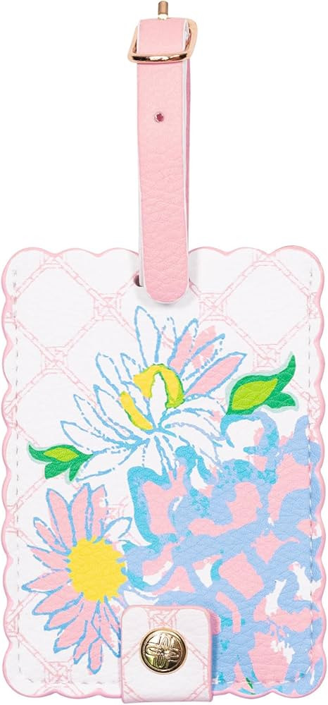 Lilly Pulitzer Scalloped Leatherette Luggage Tag with Secure Strap, Colorful Suitcase Identifier ... | Amazon (US)