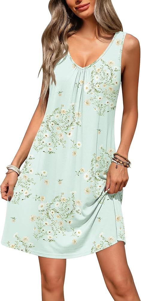 Ekouaer Nightgowns for Women Bamboo Viscose Night Gown Sleeveless Sleep Shirts Tank Sleep Dress V... | Amazon (US)