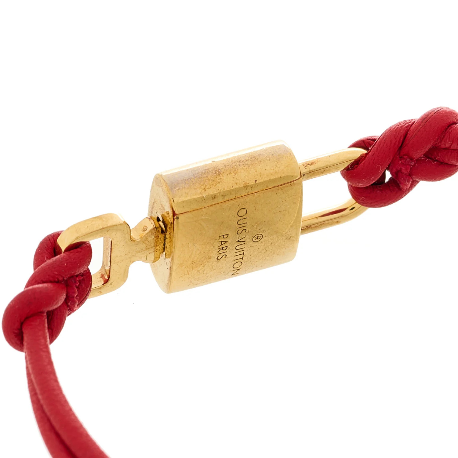 Calfskin LV Padlock Bracelet Red | FASHIONPHILE (US)