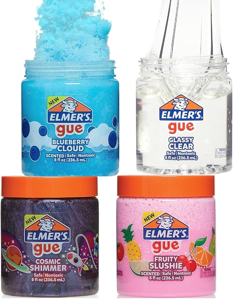 Elmer's Gue Premade Slime Variety Pack, Clear, Scented, Glitter, 4 Count - Perfect for Kids Activ... | Amazon (US)