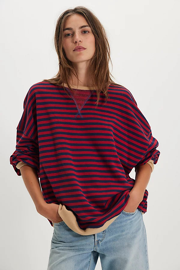 Classic Striped Oversized Crewneck | Free People (Global - UK&FR Excluded)