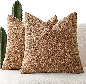 Foindtower Pack of 2 Textured Boucle Throw Pillow Covers Accent Solid Pillow Cases Cozy Soft Deco... | Amazon (US)