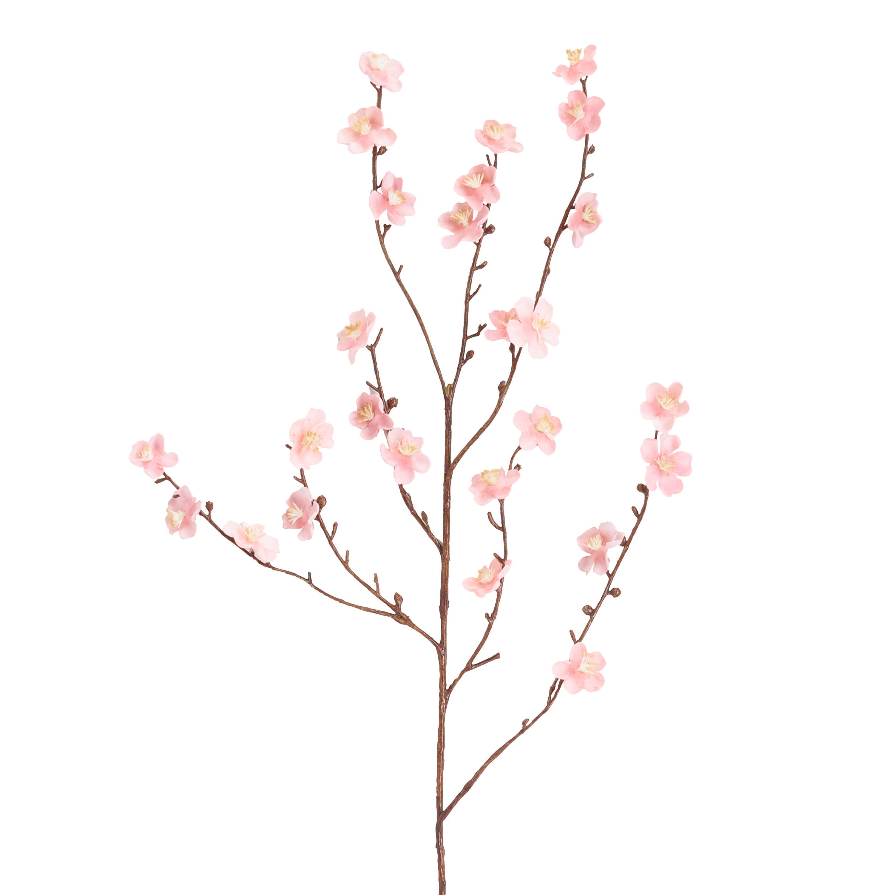 Pink Faux Velvet Plum Blossom Stem | World Market