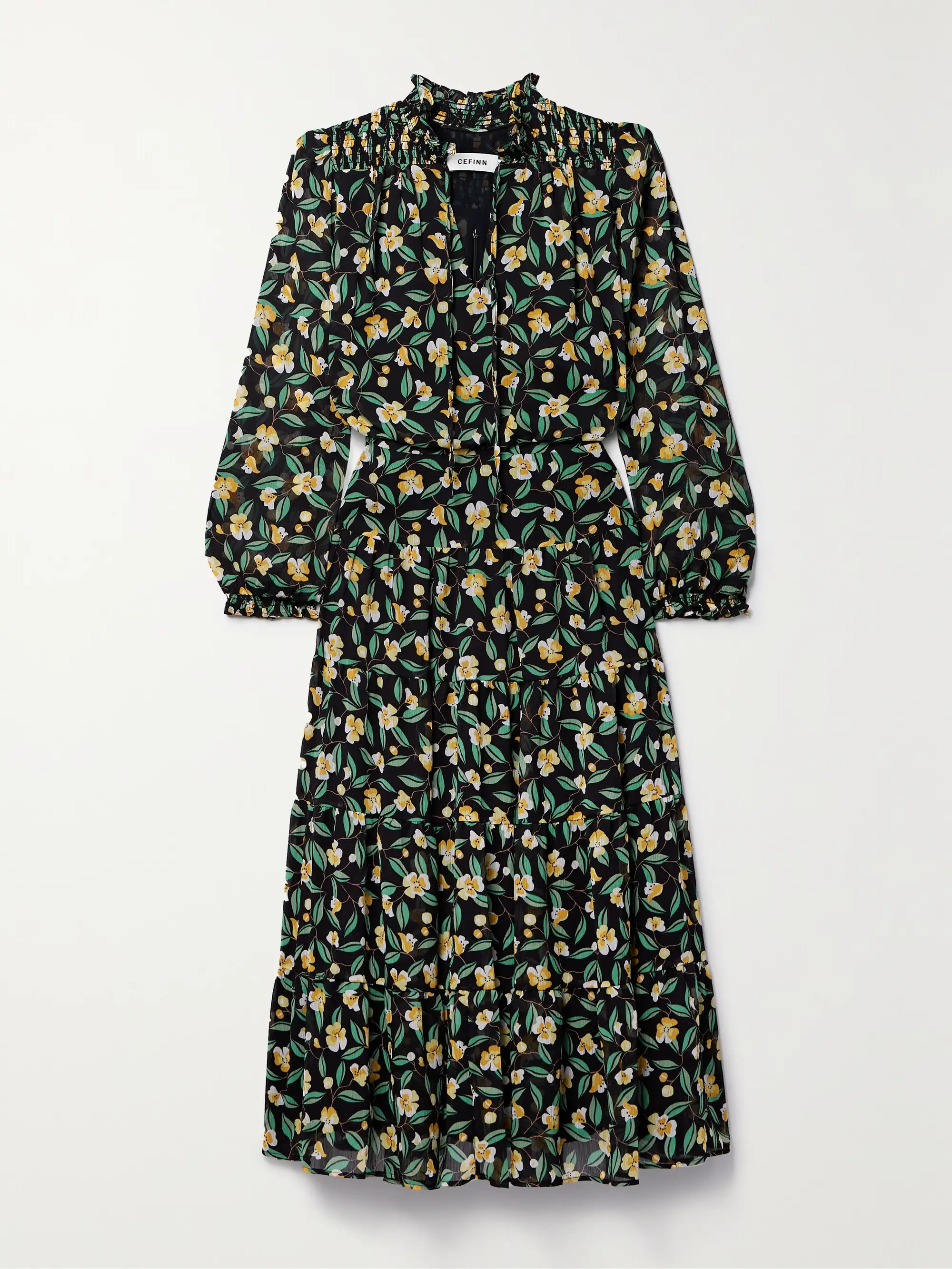 Robe midi en crépon recyclé à imprimé fleuri et volants Zoe | NET-A-PORTER (UK & EU)