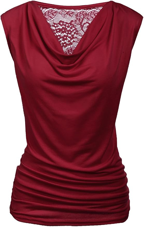 Zeagoo Womens Ruched Cowl Neck Tank Tops Sleeveless Stretch Blouse with Side Shirring       Send ... | Amazon (US)