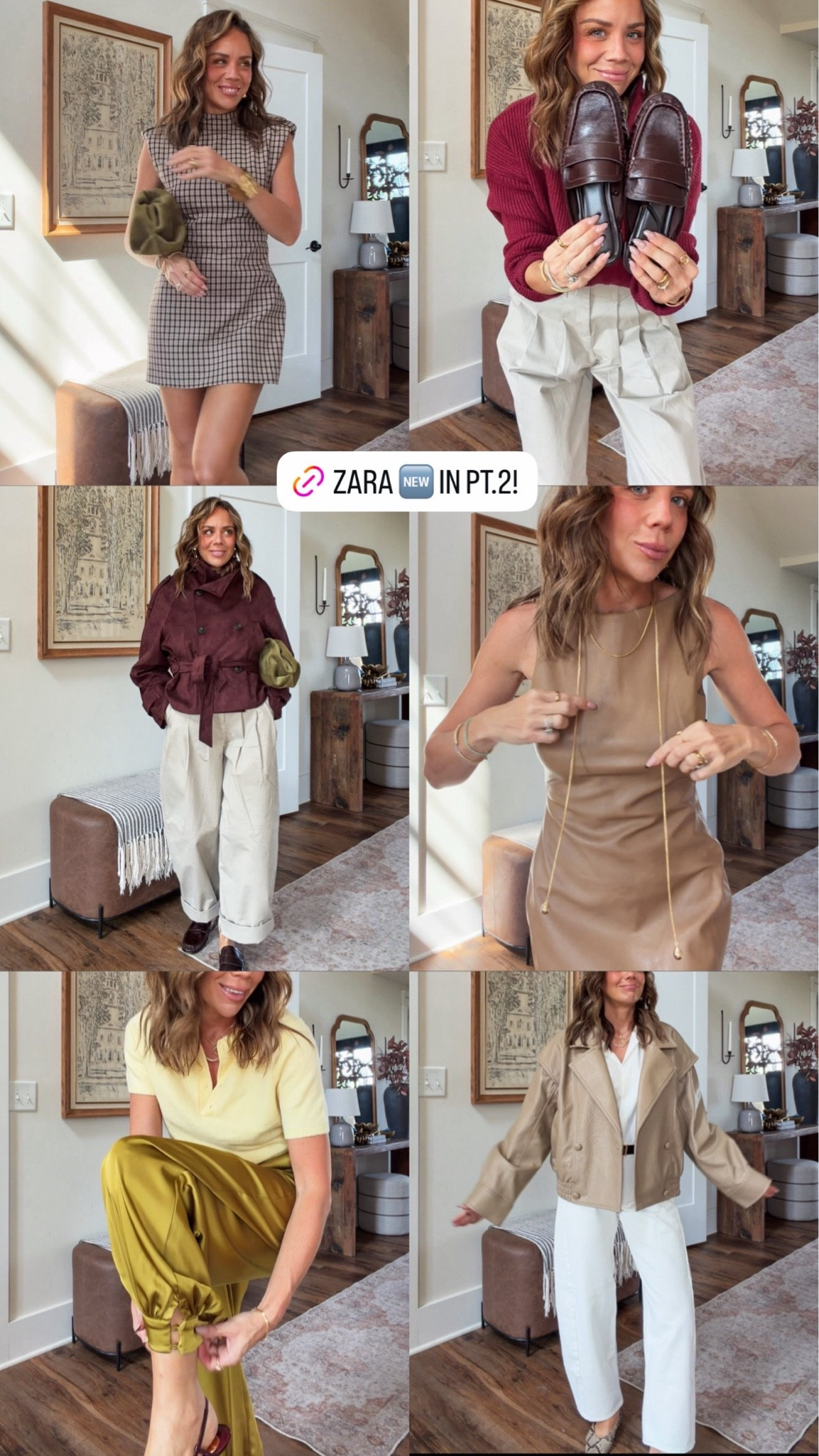 Zara new in part 2! Wearing small in the dresses, xs tan pants white tee burgundy sweater suede jacket, xs green pants yellow sweater but size down in green pants they run big! Xs white top 24 reg jeans they are tts!

#LTKootd #LTKdayinmylife #LTKgrwm